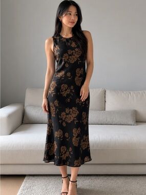 Quince Washable Stretch Silk Tank Midi Dress
